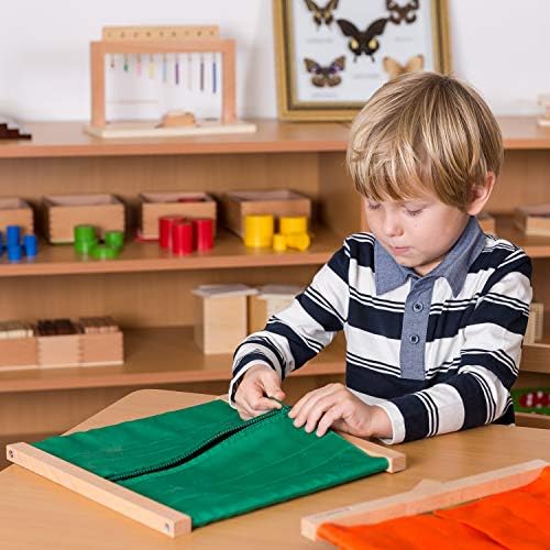 Montessori Practical Life Dressing Frames Set – Large Button Frame & Large Zipper Frame, Fine Motor Skills Learning Toys for Toddlers, Preschool Montessori Materials for Independence & Self-Care Train - Image 7