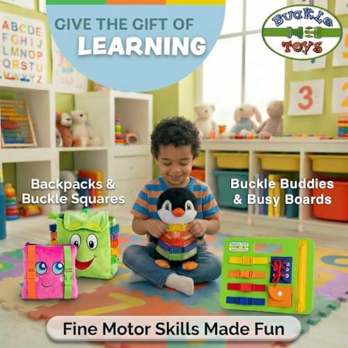 Buckle Toy, Busy Board, Green, Montessori Learning Toy for Toddlers - Image 6