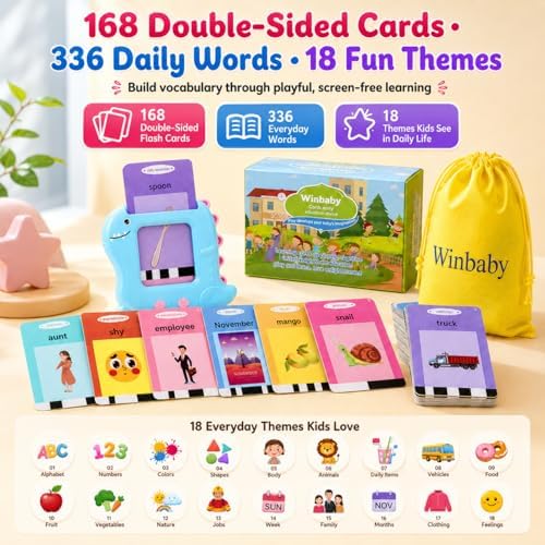 Talking Flash Cards for Toddlers 1-5 Years – Montessori Educational Early Learning & Sensory Speech Therapy Toy with 336 Sight Words for Preschool Boys & Girls - Image 2