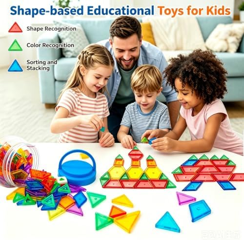 EXBEPE Translucent Pattern Blocks for Classroom 140 Pcs Kids Light Table Manipulatives Toys Education Learning Geometric Shapes - Image 3