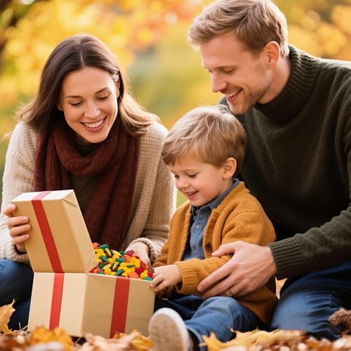 EZdhuawuse Fall Sensory Bin Fillers Toys- 267Pcs Thanksgiving Gifts Fine Sorting Stacking Motor Toys for Kids, Autumn Glitter Felt Maple Leaf Pumpkin Sorting Activity for Preschool Early Development - Image 4