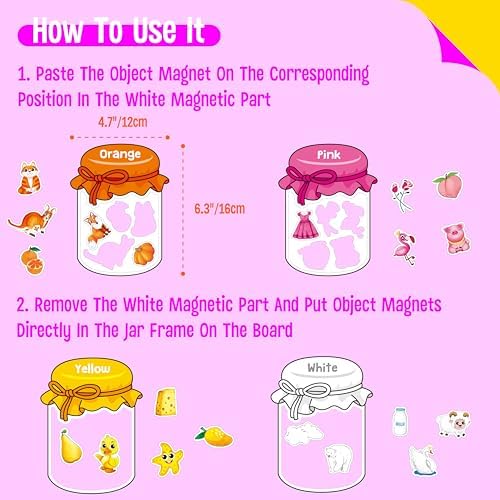 12 Pieces Magnetic Color Sorting Toys, 60 Color Magnets Educational Refrigerator Whiteboard for Baby Toddlers Kids Magnets - Image 2