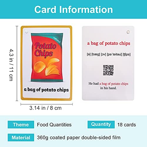 Lilias Food Quantities Flash Cards, Toddler Learning Toys, Preschool Learning Toys, Homeschool Supplies, Learning Supplies for Kindergarten, 4.3 X 3.14 Inch, 18 Cards in Set - Image 2