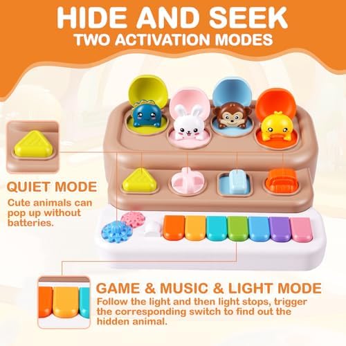 Mini Interactive Pop Up Animal Toy with Piano Keys, Music & Lights, Montessori Cause and Effect Toys for 3+ Year Old, STEM Fine Motor Skills Baby Toy for Infants 6-12 Months, Toddler Birthday Gift - Image 6
