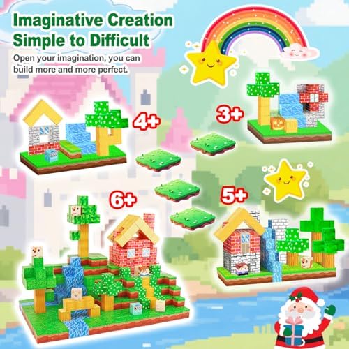 Magnetic Building Blocks 160PCS Magnet Cubes Toys, Build 3D Forest World Set, STEM Montessori Sensory Toys for Kids Boys and Girls Ages 3-5 4-8 - Image 3