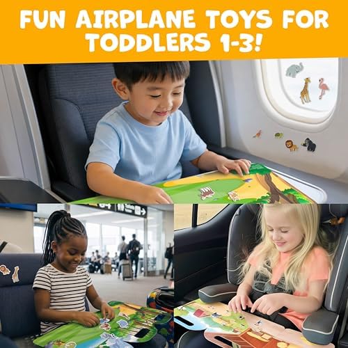 Reusable Sticker Books for Toddlers 1-3, Stickers for Toddlers 2-4 Years - Stickers for Kids Airplane Toys for Toddler 1-3, Toddler Travel Toys - Reusable Sticker Book Birthday Gifts for Boys Girls - Image 2