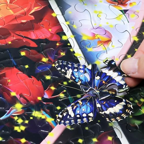 Think2Master Colorful Flowers Succulents & Butterflies 500 Pieces Very Large Pieces Jigsaw Puzzle for 13+ Adults & Seniors. Beautiful Vibrant Heart Valentine's Day Illustration 26.8” X 18.9” - Image 2