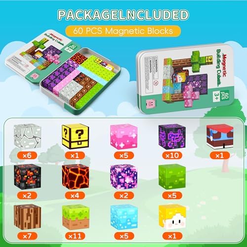 Mini Magnetic Blocks Travel Set 60PCS Building Cubes for Kids with Case - Image 2