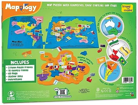 Imagimake Mapology World Map Puzzle - Includes Country Flags & Capitals | Fun Jigsaw Puzzle Kids Ages 5-8 | Educational Toys for Ages 8-13 | Geography Gifts for Girls & Boys 5, 6, 7, 8, 9, 10, 11, 12 - Image 4