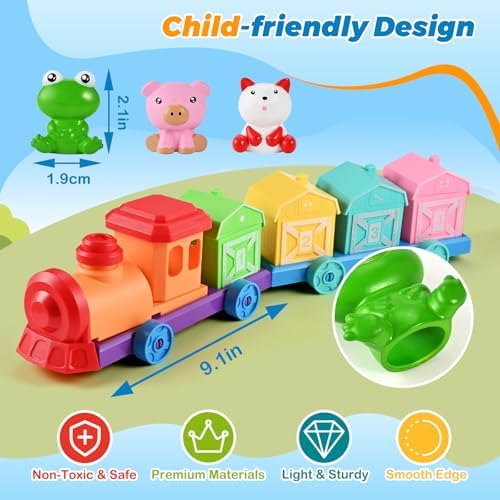 Cieex Toddler Toys Farm Animal Train for 1 2 3 Years Old, Learning Toy - Image 3