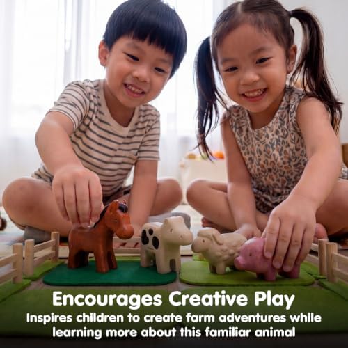 PlanToys® Wooden Pig Montessori Kids Farm Animal Figurine Creative Play Toy - Image 6