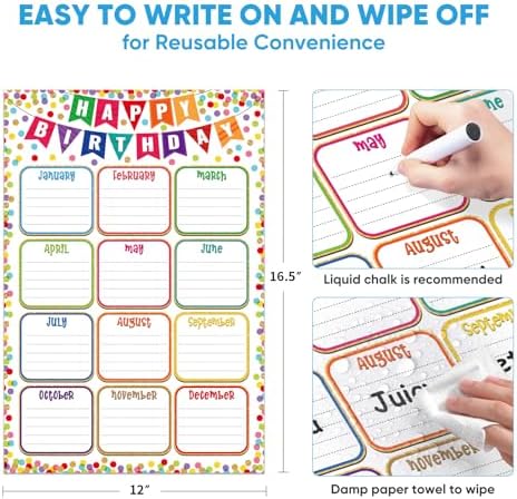 FaCraft Reusable Classroom Birthday Chart Poster - 11.2" x 16.5" Laminated - Image 3