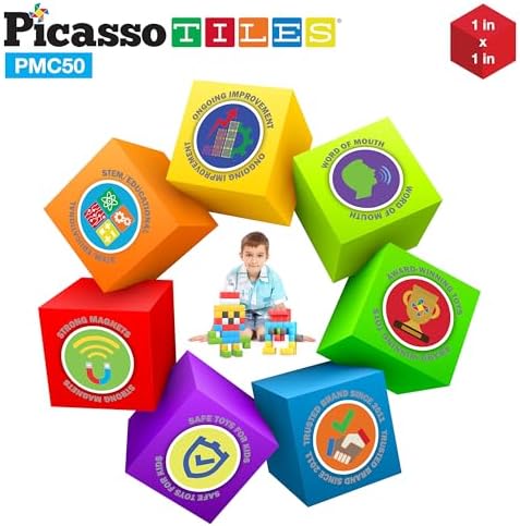 PicassoTiles Kids Pixel 1” Magnetic Puzzle Cube Mix & Match with Free Ideabook Sensory Toys STEAM Learning Building Block Magnets Construction Toy Set Stacking Magnet Creative Kit - Image 5