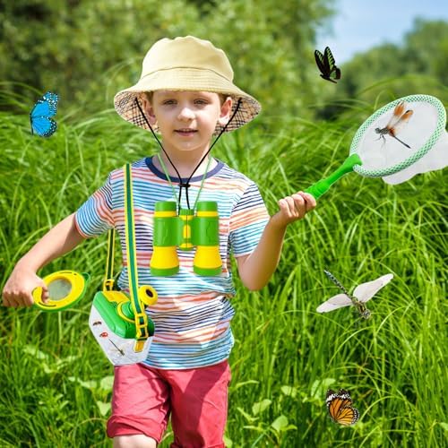 Bug Catcher Kit for Kids,8 Pcs Kids Bug Habitat with Bug Collector Butterfly Net Magnifying Glass Binoculars Tweezer Hats,Outdoor Explorer Kit for Boys Girls 3-12 Years Old - Image 7