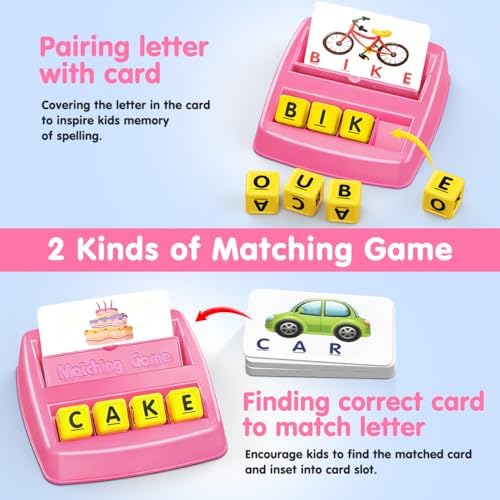 HahaGift Educational Toys for 2-5 Year Old Girl Gifts, Matching Letter Learning Games Activities, Christmas Birthday Gift for Toddler Kids Age 2 3 4 5 Year Olds Girls - Image 3