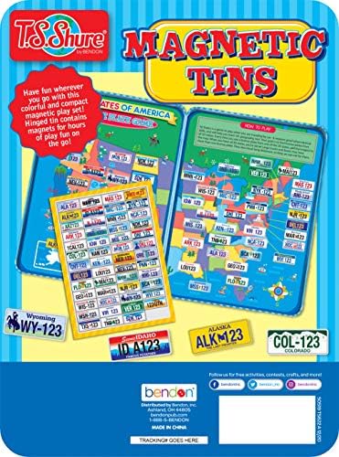 Bendon License Plate Games Magnetic Activity Tin for Kids Road Trip Travel Game for Kids Ages 5+ Family Fun - Image 2