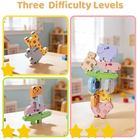 Montessori Toys, 10 PCS Wooden Animal Blocks Baby Stacking Set - Image 2