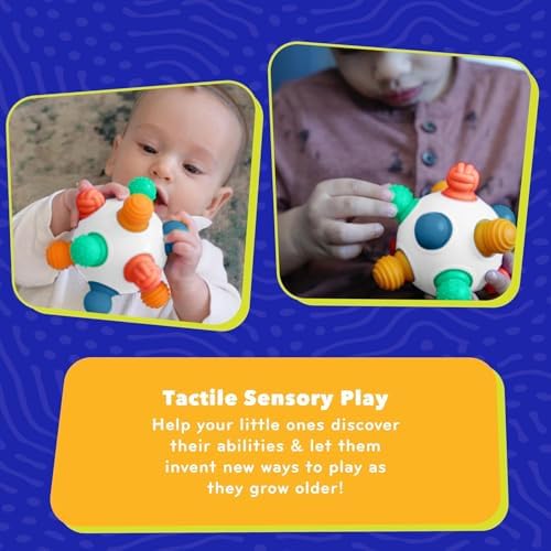 Mobi Woblii Sensory Ball for Babies - Montessori Teething Toy with Satisfying Pop, Food-Grade Silicone Baby Teether for 3 Months+, BPA & Phthalate Free Activity Toy - Image 6