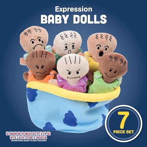 Constructive Playthings Expression Babies Plush Dolls, Super Soft Baby Dolls Set, Therapy Toys, Multicultural and Social Emotional Learning, Baby Toys for All Ages, Set of 6 Plush Dolls, Multicolor - Image 2