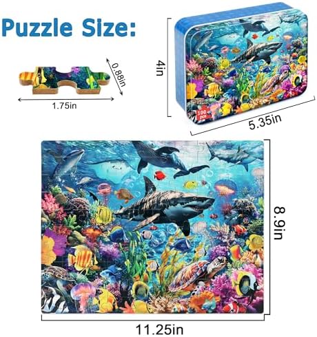 LELEMON Puzzles for Kids Ages 4-6,100 Piece Puzzles for Kids in Metal Box - Image 2
