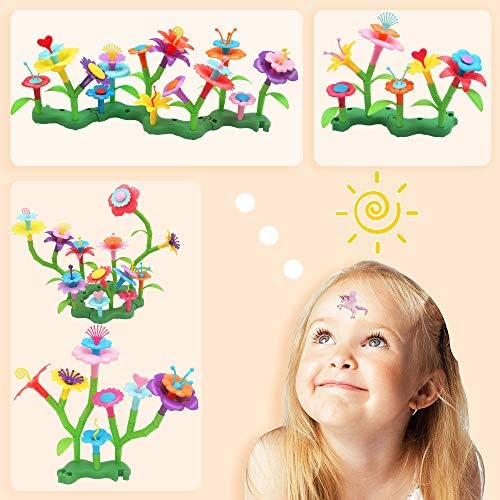 VERTOY Gifts for 3 4 5 6 Year Old Girls, Flower Garden Building Toys Set for Toddlers, STEM Preschool Activities and Gardening Pretend Playset, Stacking Game for Age 3+ Little Kids - Image 3