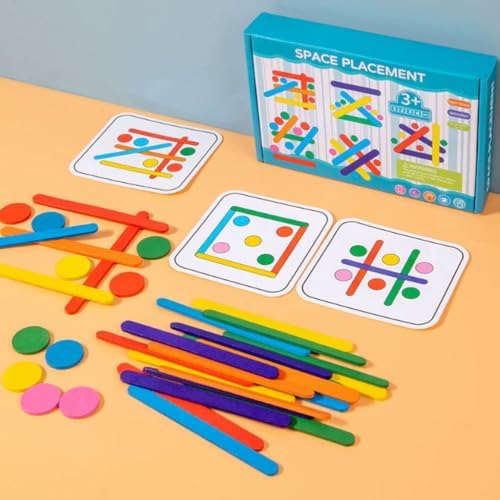 Montessori Wooden Rainbow Stick Pattern Blocks Matching Game - Image 3