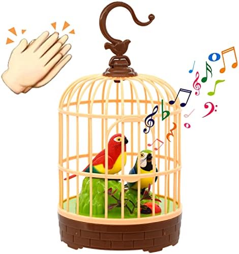 HWD Voice-Activated Mini Birdcage Toy Birds - Chirping & Wings Fluttering by HWD