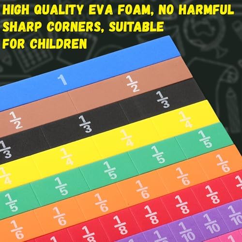 Sayglossy 15 Sets Fraction Tiles Fraction Manipulatives for Preschool Elementary School Educational Math Learning Manipulatives for Teacher Bulk with Storage Box - Image 4
