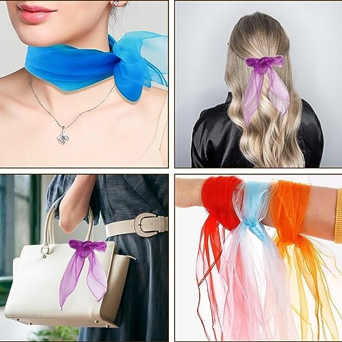 KIMOBER 12PCS Square Dance Scarves,12 Colors Juggling Silk Magic Tricks Music Movement Scarf Props (24in × 24 Inches) - Image 5