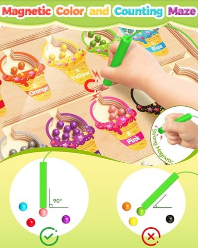 Magnetic Color and Number Maze, Montessori Toys for 2 3 4 Year Old Birthday - Image 2