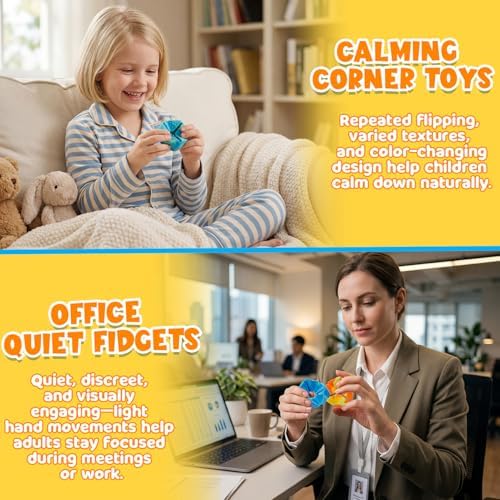 KLT Fidget Sensory Toys for Kids: 3 Pack Textured Flip Toys - Quiet Small Fidgets for Classroom Focus - Stress Relief Toys for Autism & ADHD Calm Down - Image 5