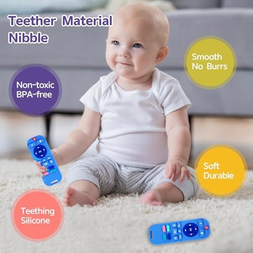 Hooku Silicone Teething Toys for Babies 0-6 Months, Teethers for Babies 6-12 Months, Remote Teether for Baby, Sensory Toys for Babies, Baby Chew Toys - Image 3