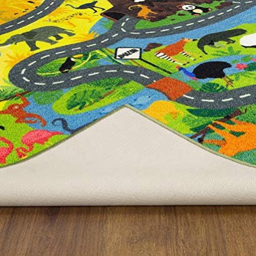 KC Cubs 3x5 Animal Safari Toy Car Road Rug – Educational Play Mat Carpet for Kids, Toddlers, Nursery, Classroom, Playroom, Baby Daycare, Boys & Girls - Image 6