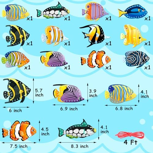 Omlisca Tropical Fish Lacing Cards for Kids 12 Pack Ocean Fish Sea Animals Double Sided Cards Sewing Games Ocean Theme Party Decorations for Home Developing Imagination Education Supplies - Image 2