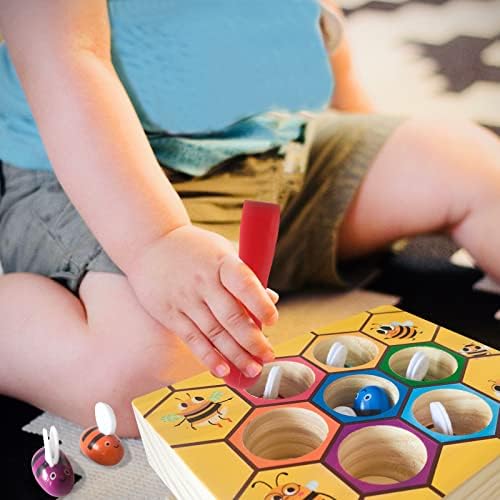 Toddler Fine Motor Skill Toy, Bee to Hive Matching Game, Montessori Wooden Color Sorting Matching Toy, Preschool Educational Learning Toys Gift for Toddler 3 Years Old - Image 7