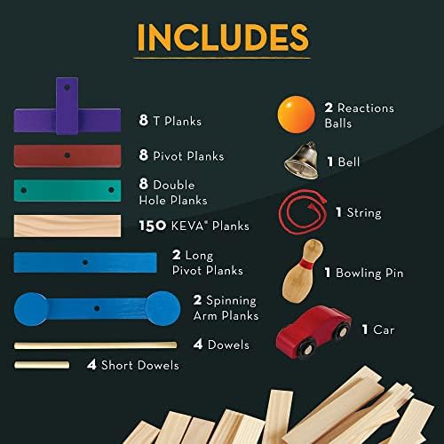 MindWare KEVA Contraptions Reactions Planks Building Toy - 178 KEVA Building Planks (191 Piece Set) - Free-Form Wood Building Set for Kids to Create Their Own Ball Maze – Ages 7 & Up - Image 3