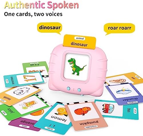 Eaever ABC Talking-Flash-Cards with 252 Words, Birthday Gifts for Girls 3 4 5 6 Years, Language Therapy Toys, Pink - Image 2