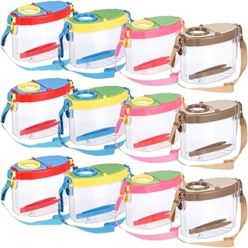 Halloscume 12 Pack Bug Catcher for Kids Insect Bug Viewer Kit with Tweezers Explorer Outdoor Set Insects Catcher Containers Magnifying Box for Children Science Nature Exploration Tool(Deep Color) by Halloscume