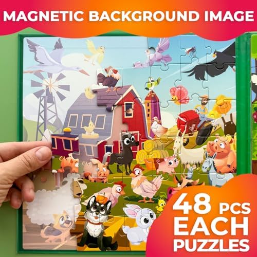 Magnetic Puzzles for Toddlers 2-4 - 2x48 Pieces Travel Games for Kids 3-5 - Image 3