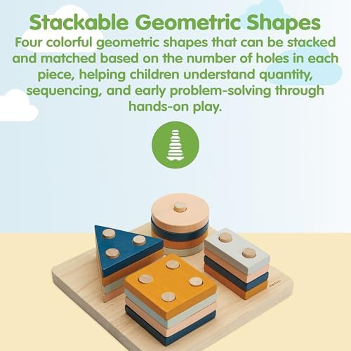 PlanToys® Geometric Sorting Board Orchard Shade, Montessori Kids Shape Toy - Image 2