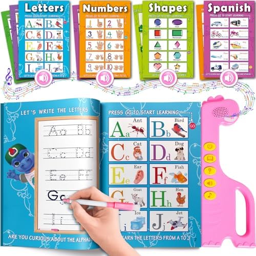 ABC Learning Sound Book for Toddlers 3–5 – Interactive Busy Book with English & Spanish, Alphabet, Counting, Music & Tracing Activities, Montessori Educational Toy, Holiday for Kids by Curious2Learn