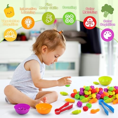 TSYAN Montessori Vegetable Color Sorting & Counting Sensory Toys - Image 4