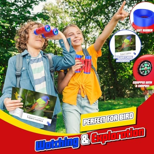 JovialToyz Binoculars for Kids Ages 3-8 Boy Binoculars Toys with Compass & Bird Watching Manual, Christmas Birthday Gifts for 3 4 5 6 7 8 Year Old Boys Girls Age 4-6 6-8 Toddler Outdoor Camping Toys - Image 2