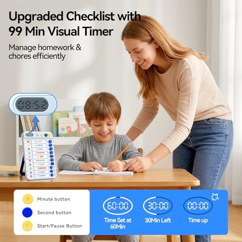2-in-1 Digital Timer with Chore Chart for Kid 21PCS Magnetic Schedule Board - Image 4