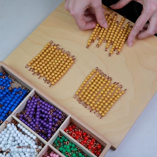 Hidoggy Montessori Toys for 3+ Year Old Wooden Math Games Counting Beads Checker Board Beads and Numbers Teaching Counting Toys Preschool Mathematics Material for Kid Toy - Image 7