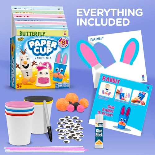 Arts and Crafts for Toddlers & Kids Ages 3-5 – Paper Cup Craft Kit, 8 Animal Projects – Fun Preschool Activity for Girls & Boys - Image 6