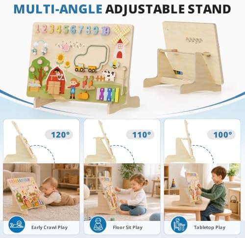 BlueWood Wooden Busy Board for 18+ Months, Activity Center for Toddlers - Image 4