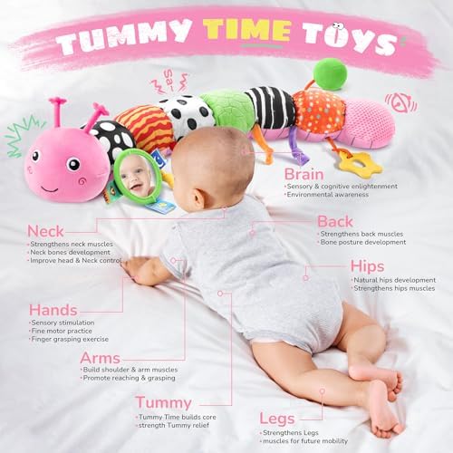 AWOTOY Baby Toys Sensory Music Caterpillar Stuffed Animals Infant Toys,Pink - Image 2