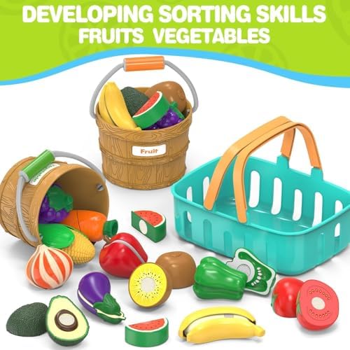 Play Food Toys for Kids Kitchen, Cutting Food Sorting Toy, Pretend Play - Image 3
