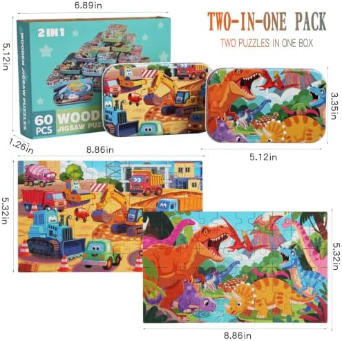 Puzzles for Kids Ages 4-8, 60 Pieces Puzzles for Kids Ages 3-5 in a Metal Box Girls and Boys Learning Educational Jigsaw Puzzle Toys Gifts - Image 6